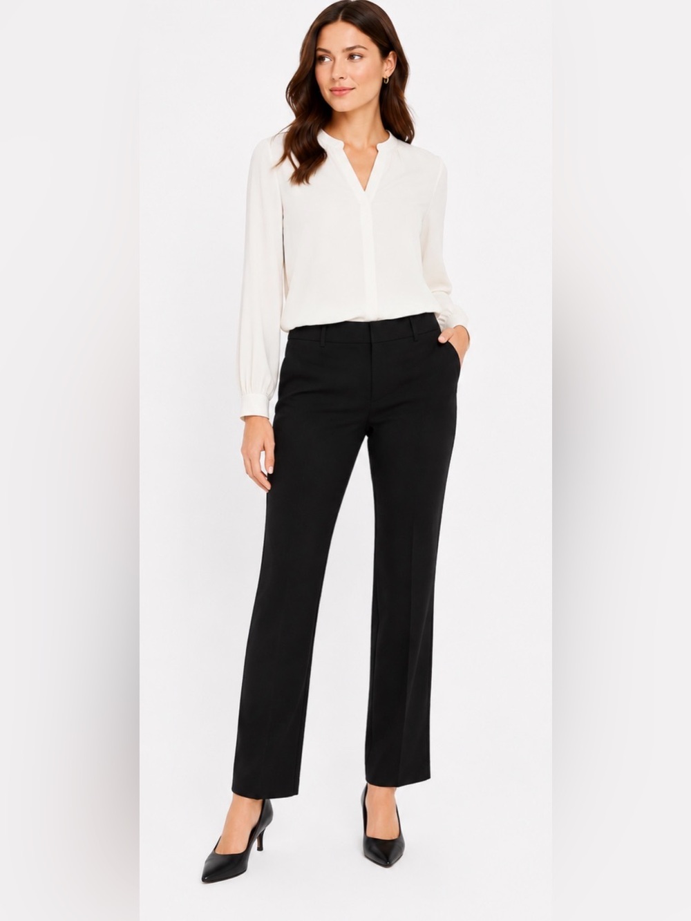 LOFT Julie Straight Leg Black Career Dress Pants Stretch Size 2